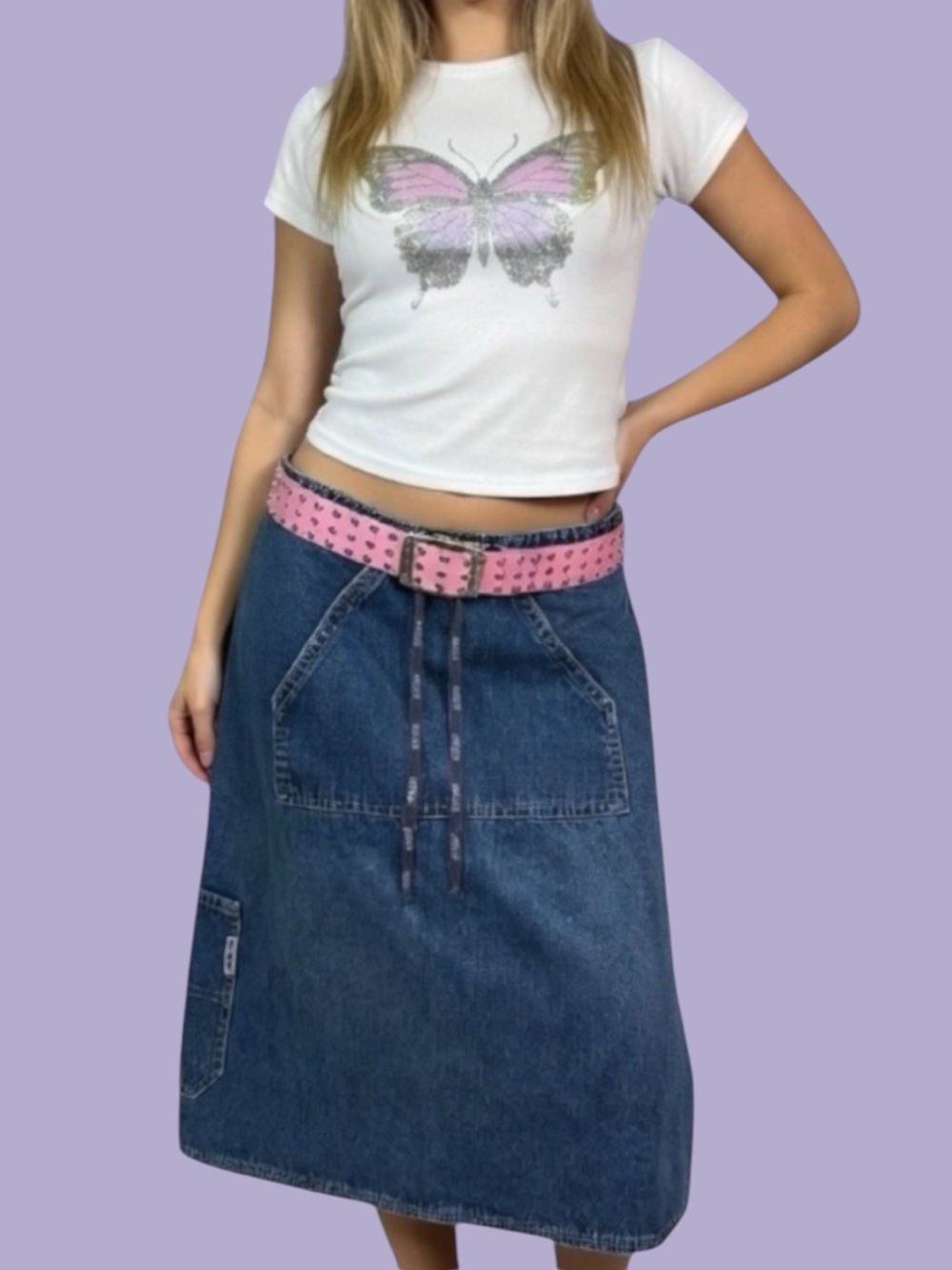 1999 Brody Y2K Blue Denim Drawstring Cargo Skirt
